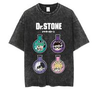 MDEM Dr Stone Vintage Lavé Hommes T - Shirt Impression Numérique Anime Motif T - Shirt Qualité Femmes Harajuku Grand T - Shirt-color2||XL