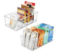 mDesign boite de rangement empilable (lot de 2) - panier rangement pratique en plastique avec 4 casiers - rangement de cuisine moderne pour soupes en sachets, épices, etc. - transparent