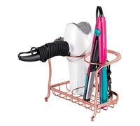 mDesign Boîte de rangement pour sèche cheveux, lisseurs et brosses à cheveux, etc. - support sèche cheveux - porte sèche cheveux résistant en métal - or rose