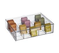 mDesign boite de rangement pour thé, café ou sucre - boite à thé compacte en plastique avec 20 compartiments - casier de rangement - transparent
