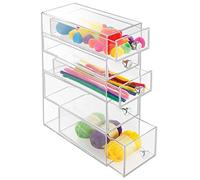 mDesign boite de stockage en plastique - support à lunettes pratique à 5 tiroirs - accessoire de rangement pour stylos ou accessoire de couture - transparent