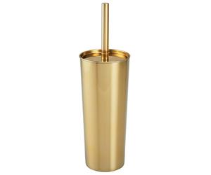 mDesign Brosse WC Fine en INOX - Porte Brosse WC Classique pour Salle de Bain ou WC d’invités - Brosse Toilette avec Support à Brosse Pratique - Laiton