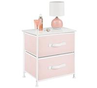 mDesign commode 2 tiroirs - table de chevet en tissu, métal et MDF - table de nuit décorative pour la chambre à coucher, également idéale dans le séjour - rose/blanc