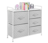 mDesign commode à 5 tiroirs - meuble à tiroirs large pour la chambre d'enfant - rangement vêtements avec motif à pois en métal, MDF et tissu - gris/blanc
