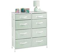 mDesign commode à 8 tiroirs pour les jouets et les vêtements - meuble à tiroirs robuste pour la chambre d'enfant - rangement vêtements en métal, bois et tissu - vert menthe/blanc