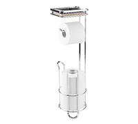 mDesign Distributeur Papier Toilette sans perçage - Le Porte Papier WC pour la Salle de Bains - Valet WC Intemporel en métal - argenté