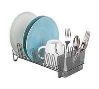mDesign Égouttoir à Vaisselle pour évier de Cuisine - Petit égouttoir à Vaisselle en métal et Plastique pour évier de Cuisine - Égouttoir à Vaisselle pour Assiettes et Panier à Couverts -