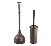 mDesign Ensemble de 2 Accessoires de Salle de Bain avec Brosse WC et Piston pour Salle de Bain Bronze