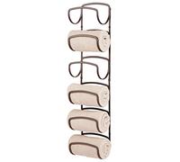 mDesign Étagère à Serviettes en métal - Porte-Serviettes pour Salle de Bain avec 6 Compartiments - Accessoires de Salle de Bain Pratiques pour Grandes et Petites Serviettes - Bronze