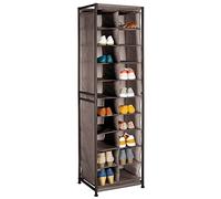 mDesign étagère chaussures - armoire chaussure pratique avec structure en métal pour l'entrée ou le dressing - étagère à chaussures avec 20 casiers spacieux - marron foncé