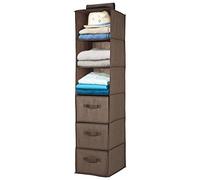 mDesign étagère suspendue avec 3 compartiments et 3 tiroirs - rangement à suspendre en tissus fibre synthétique - meuble de rangement idéal pour les vêtements - brun