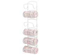 mDesign - Hyde Collection - Porte-Serviettes Mural en Acier pour Salle de Bain, pour Serviettes roulées et Peignoirs de Bain, Rangement Mural à 6 Niveaux, Blanc