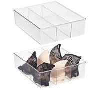 mDesign (lot de 2) boîte de rangement avec 3 compartiments - boîte en plastique pratique pour la chambre - caisse de rangement en plastique sans BPA idéale pour les accessoires - transparent