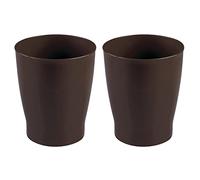 mDesign lot de 2 poubelle cosmétique - corbeille en plastique résistant & robuste - magnifique poubelle de salle de bain au design élégant - marron foncé