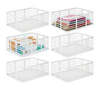 mDesign Lot de 6 paniers de rangement en fil métallique pour ranger divers articles - Panier en métal pour cuisine, chambre à coucher, salle de bain - Blanc