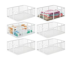 mDesign Lot de 6 paniers de rangement en fil métallique pour ranger divers articles - Panier en métal pour cuisine, chambre à coucher, salle de bain - Blanc