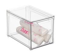mDesign Organisateur de cosmétiques - Boîte à tiroirs empilable en plastique - Boîte pratique pour ranger les articles de salle de bain - Transparent