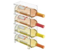 mDesign Organisateur de rangement de coffrets de vin en plastique autoportant - 4 packs - transparent
