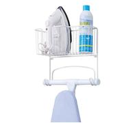 mDesign Organisateur de table à repasser en métal et acier pour montage mural - blanc