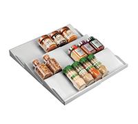 mDesign Organisateur de tiroirs pour épices - Étagère à épices extensible de 20 cm à 36,8 cm pour tiroir de cuisine - Organiseur de cuisine à trois niveaux pour pots à épices - Gris