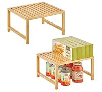 mDesign Organiseur de Cuisine - Rangement pour étagère de Cuisine Pratique en Bambou écologique - Accessoire de Rangement Durable pour Placard, Plan de Travail, etc. - Lot de 2 - Couleur Naturelle
