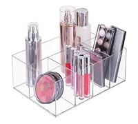 mDesign organiseur maquillage - boîte de rangement maquillage avec cinq compartiments pour produits de maquillage, vernis à ongles et produits de beauté - rangement make up idéal - transparent