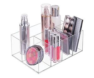 mDesign organiseur maquillage - boîte de rangement maquillage avec cinq compartiments pour produits de maquillage, vernis à ongles et produits de beauté - rangement make up idéal - transparent
