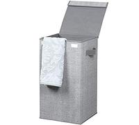 mDesign panier à linge avec couvercle - coffre à linge pliable en plastique pour vêtements- trieur de linge à fond dur parfait pour voyager - gris