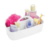 mDesign Panier de salle de bain - 6 compartiments - Organisateur douche et salle de bain - Boîte de rangement - Couleur : blanc, Matériau : plastique - Pour gel douche, shampoing, rasoir