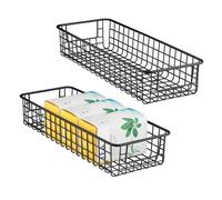 mDesign Panier métallique en fil de fer pour l'organisation du rangement dans le garde-manger - 2 packs - Noir mat