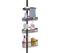 mDesign Plateau de douche pour suspendre bouteilles de shampooing et gels - Panier de douche pratique en acier avec ventouses en plastique - Étagère de douche sans perçage - Noir mat