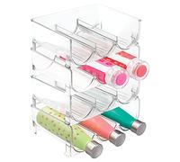 mDesign Porte-Bouteille d'eau empilable - Rangement de Bouteilles d'eau rafraîchissante - 3 Bouteilles et 4 Supports pour Eau, jus, Sodas et Plus Encore dans Le réfrigérateur, Le Garde-Manger ou Les