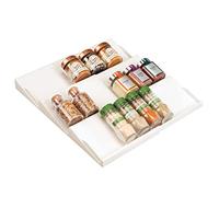 mDesign Porte-épices pour tiroirs - Étagère extensible de 36,8 cm de 20 à 36,8 cm - Tiroir à trois niveaux - Crème