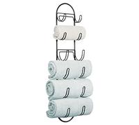 mDesign Porte-Serviettes Mural - Porte-Serviettes en métal - Accessoire de Salle de Bain élégant - Convient également pour Les Toilettes d'invités - Noir