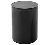 mDesign poubelle avec couvercle à rabat pour la salle de bain ou la cuisine - corbeille ronde en plastique - poubelle de salle de bain compacte et élégante - noir
