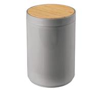 mDesign Poubelle de cuisine pratique - Poubelle moderne en bambou et plastique pour salle de bain, bureau et cuisine - Corbeille à papier stable avec couvercle - Gris et bambou