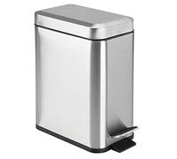 mDesign Poubelle rectangulaire en acier inoxydable brossé