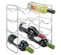 mDesign range bouteille en métal pour boissons - porte bouteille vin pour jusqu’à 12 bouteilles d’eau ou vin - casier bouteille pour coin cuisine, kitchenette, cellier, frigo - argenté