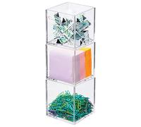 mDesign rangement de bureau - boite de rangement cubique pour les trombones, les pense-bêtes, etc. - boite de stockage en plastique pour le bureau - lot de 3 - transparent