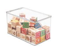 mDesign Rangement de jouets - Boîte de rangement avec couvercle pour ranger les jouets sur l'étagère ou sous le lit - Transparent