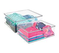 mDesign rangement vêtements (lot de 2) - rangement habits avec couvercle - pour l'armoire - boîte de rangement pour vêtements et Cie - transparent