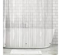 mDesign Rideau de douche anti-moisissure - Rideau de baignoire en vinyle avec œillets de suspension antirouille - Rideau d'intimité essentiel pour salles de douche, cabines et baignoires - Transparent