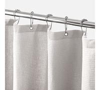 mDesign Rideau de Douche de Luxe - Rideaux de Salle de Bain avec Motif gaufré - Rideaux de Douche et de Baignoire - Gris Nuage