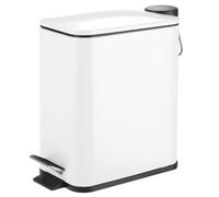 mDesign Slim Metal 1.3 Gallon Step Trash Can avec Lid/Liner Bucket - Matte White