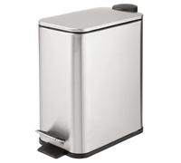 mDesign Slim Metal 1.3 Gallon Step Trash Can, Lid/Liner Bucket, Stainless Steel