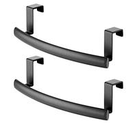 mDesign Spira Collection Spira Lot de 2 Barres Porte-Serviettes incurvées en Acier pour Porte de Placard, Cuisine, Salle de Bain, essuie-Mains, torchons et Gants de Toilette, Noir