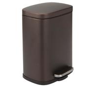 mDesign Stainless Steel Rectangular 1.3 Gallon Foot Step Trash Can, Lid - Bronze