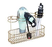 mDesign Support mural pour sèche-cheveux avec 4 compartiments - Organiseur d'outils pour cheveux pour sèche-linge, baguettes à friser, lisseurs - Laiton