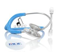 MDF Acoustica, Stéthoscope à double pavillon - Léger - Pour médecins, infirmières, étudiants, soins à domicile - Tubulure bleu vif, Lyre-pavillon rouge - MDF747XP14