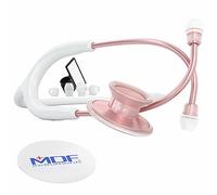 MDF Acoustica, Stéthoscope à double pavillon - Léger - Pour médecins, infirmières, étudiants, soins à domicile - Tubulure blanc à paillettes, Lyre-pavillon or rose/rose gold - MDF747XPRGG29